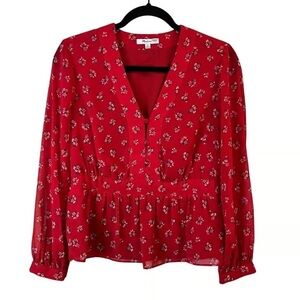 Madewell Red Floral Blouse